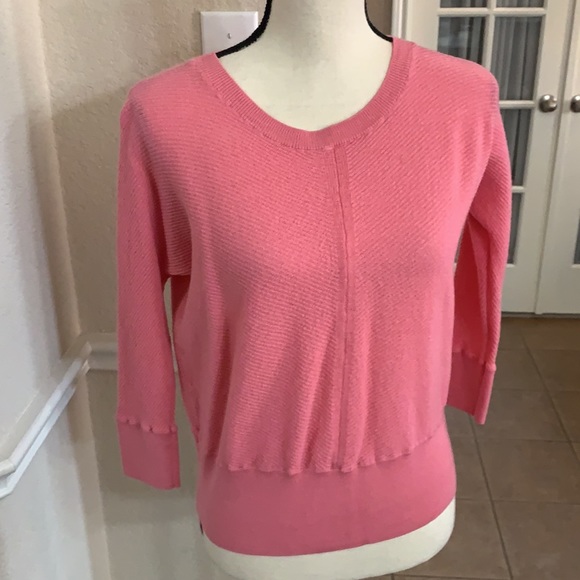 Talbots pink crew neck long sleeve merino wool knit sweater MED - Picture 5 of 16
